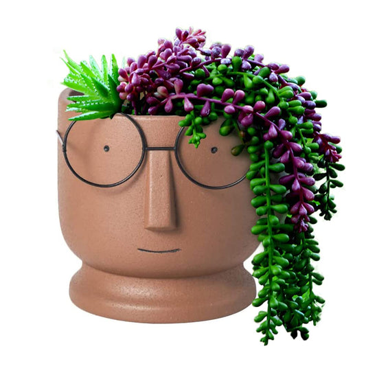 ace Planters Pots,5.12 inch Modern Unglazed Terracotta Pots Ceramic Human Face Vase Succulent Head Planter Pot Face Flower Pot Containers with Drainage Hole for Indoor Plants Home Desk Dec(Terracotta)