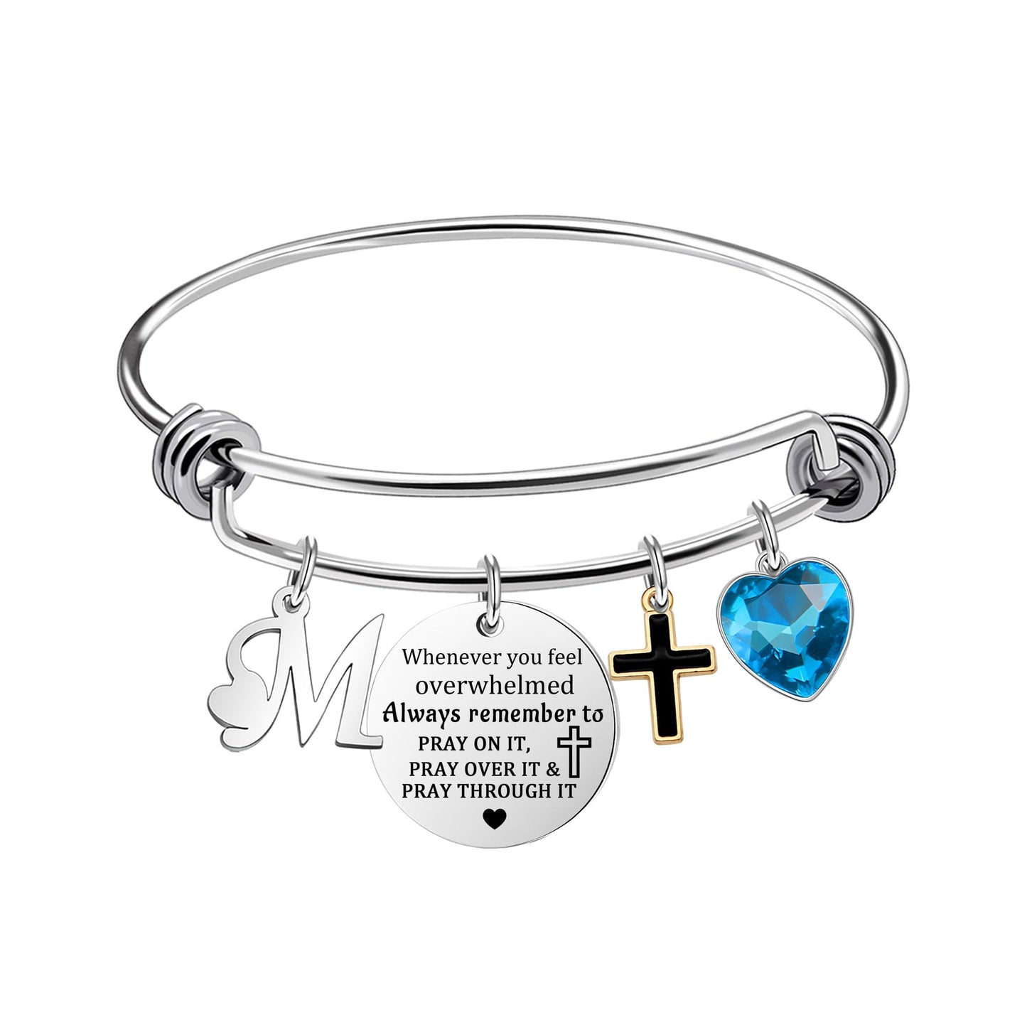 bifriend Inspirational Bracelet for Women, Initial Letter Charm bracelet for Female Cross Motivational Gifts for Her Daughter Sister Friends Back to School Birthday Christmas Presents (M)