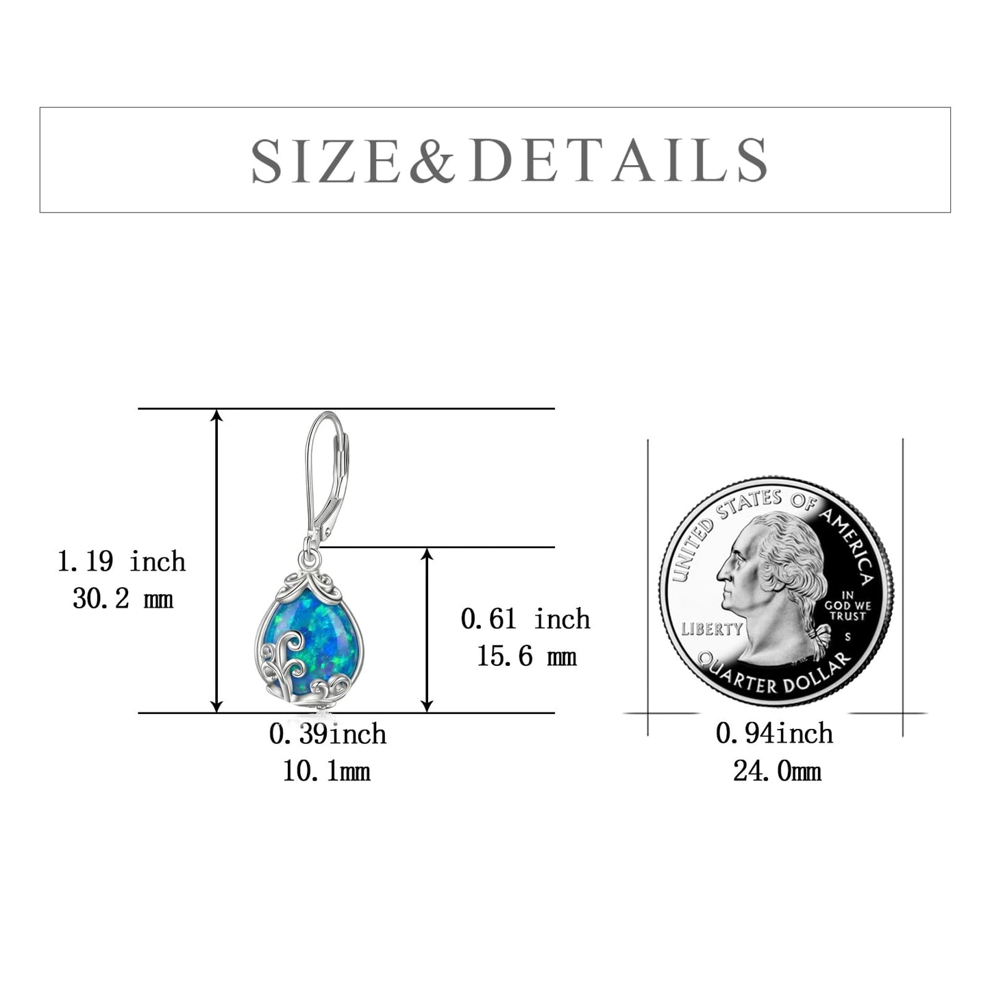 POPLYKE Blue Opal Filigree Teardrop Drop Dangle Earrings Sterling Silver Leverback Earrings Opal Jewelry Gifts for Women