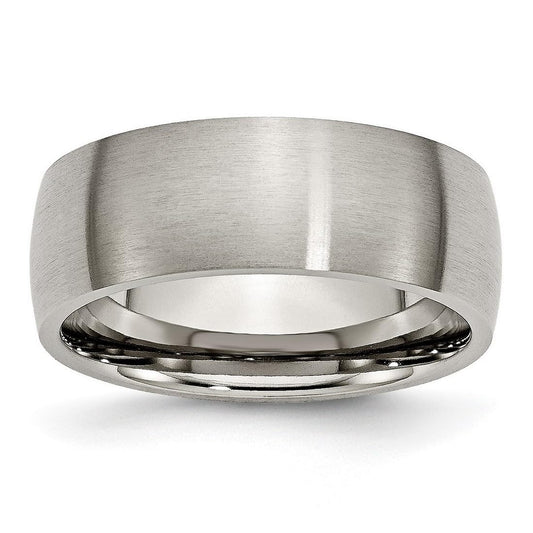 JewelryWeb Titanium Half Round 8mm Brushed Band Ring Size 6 Ring for Women and Men