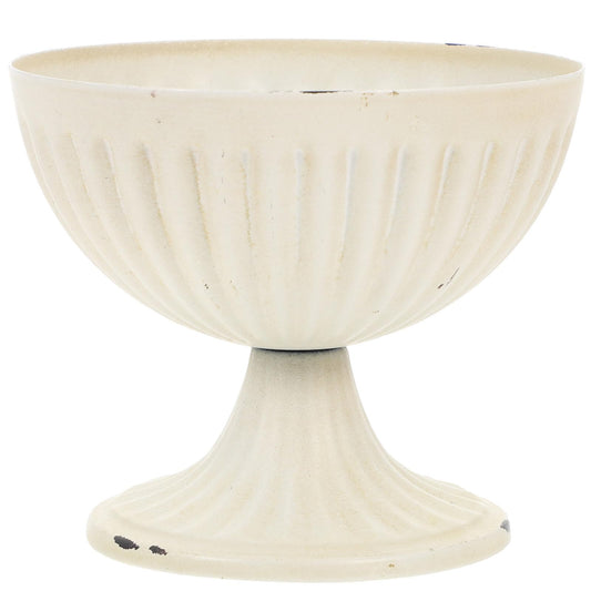 iplusmile White Vintage Urn Vase for Flowers - Retro Iron Metal Planter for Wedding Centerpiece Table Decor, Shabby Chic Decorative Floral Pot for Home Garden Desktop Arrangement