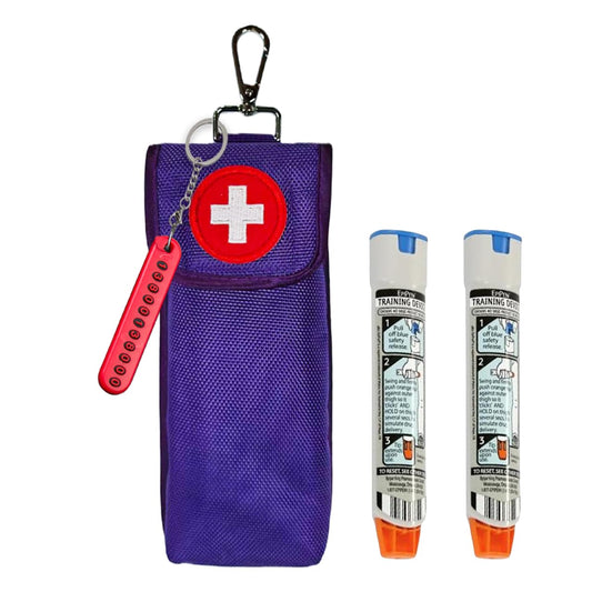 Epipens Carrying Case for 2 Pack,Portable Travel Epipen Insulation Heat Resistant, Allergy Medication Storage Emergency Kit for Men Women, Diabetes Sports Outdoors Bag for Travel (Purple)