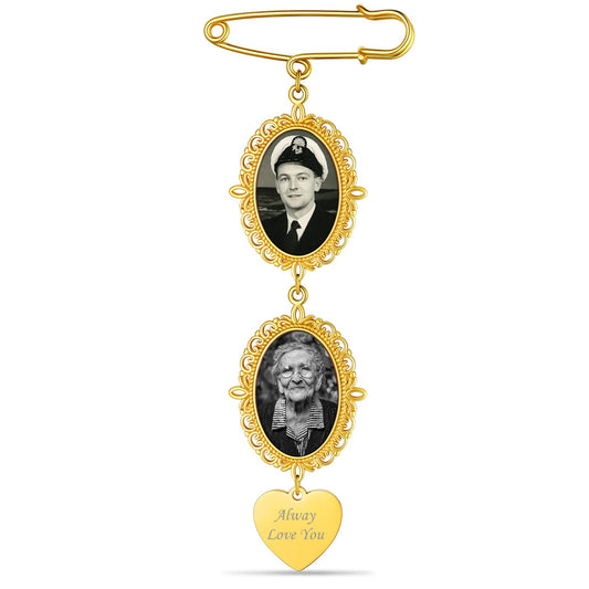Custom4U Personalized Picture Pins Wedding Bouquets Photo Charms for Bride