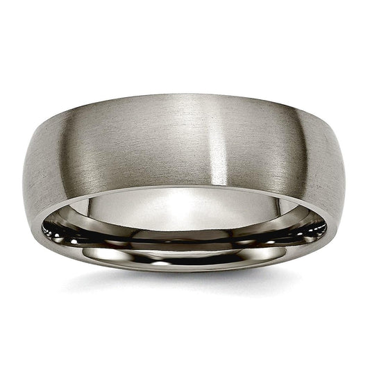 JewelryWeb Titanium Half Round 7mm Brushed Band Ring Size 10 Ring for Women and Men