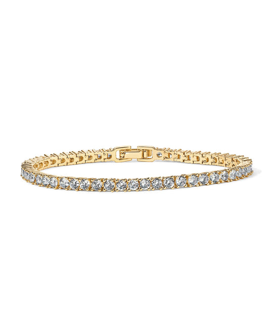 PAVOI 18K Yellow Gold Vermeil Tennis Bracelets for Women - 3mm Cubic Zirconia Classic 925 Sterling Silver Gold Tennis Bracelets for Women and Men - Trendy CZ Jewelry Gifts - Size 7.5 Inches