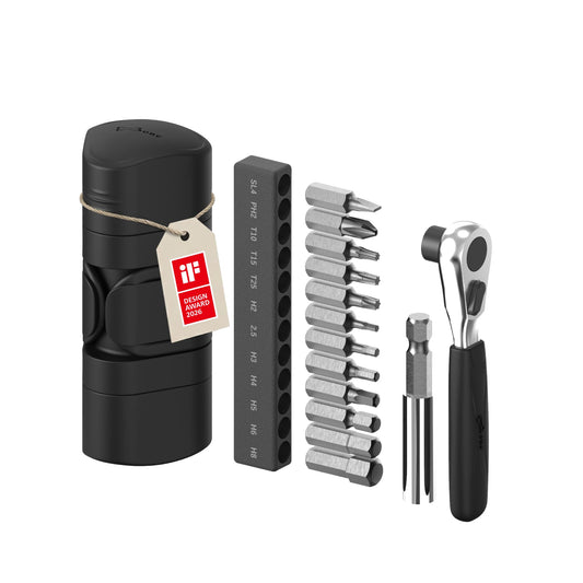 BONE Bike Portable Tool Kit Lite, iF Design Award 12-in-1 Bicycle Tool Bag, Scratch-Free & Waterproof Silicone Capsule for Repair, Cycling Tools with Ratchet Wrench for Biking & Home Repair