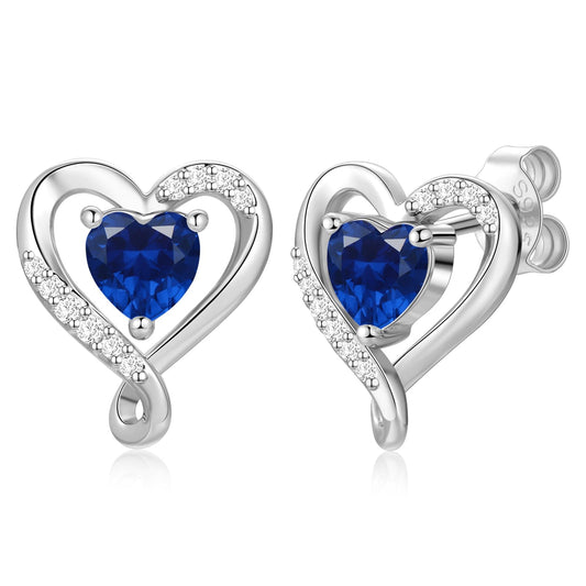 Zifeel Earrings for Women, 925 Sterling Silver Birthstone Heart Studs Earring for Girlfriend Wife, Anniversary Birthday Christmas Valentines Mother’s Day Gifts Jewelry for Women Wife Her Mom