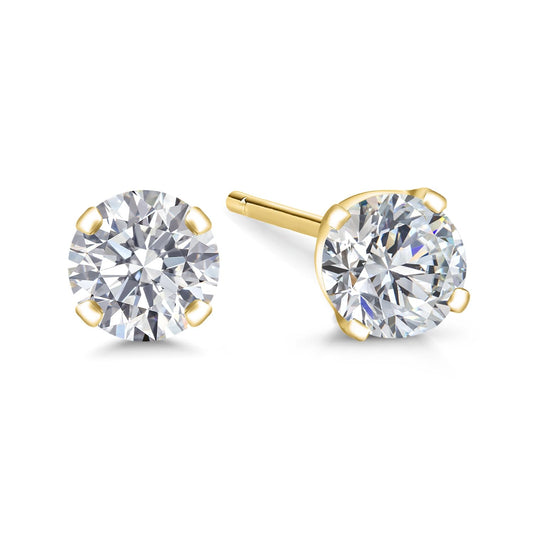 Gem Stone King 0.20 to 6 Cttw 14K Gold Lab Grown Diamond Stud Earrings | Gold Earrings For Women Men | E-F Color | VS1-VS2 Clarity | Yellow Gold | 0.33 Carats - Not IGI Certified