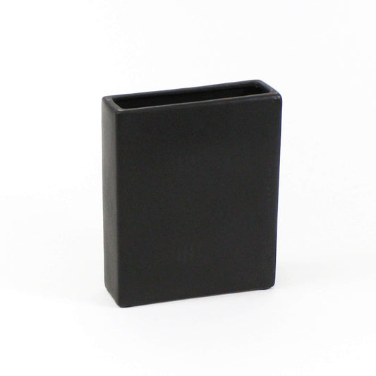 WGV Rectangle Block Ceramic Vase 8" x 2.5" x 10"H Black Tall Narrow Planter Terrarium Floral Centerpiece for Wedding Event Home Decor 1 Piece