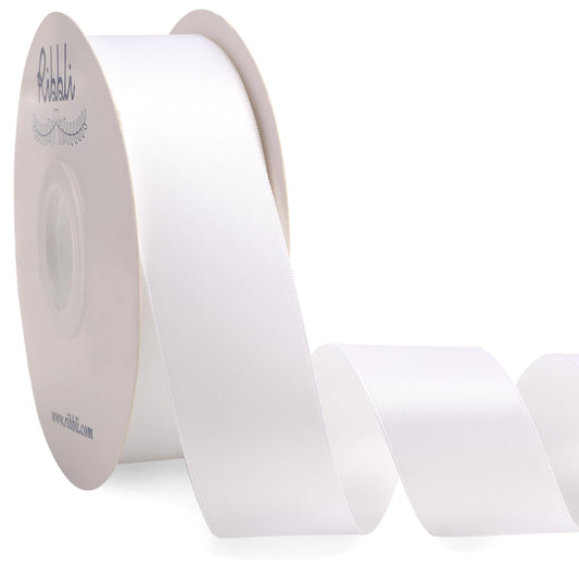 Ribbli White Satin Ribbon Double Faced Satin 1-1/2 Inch x Continuous 50 Yards-White Ribbon for Gift Wrapping Crafts Wedding Decoration Bows Bouquet Floral Arrangement