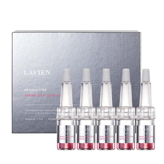 Lavien Medinic Line Amino Silk Skin Ampoule - Concentrated Serum, Hydrolyzed Collagen - Fine Lines, Wrinkle Improvement, All Skin Types - 2 ml-5 Bottle