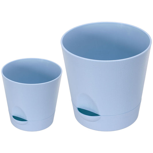 PATIKIL 4.5"/5.5" Plant Pots, Set of 2 Plastic Flower Planters with Drainage Hole and Removable Base Decorative for Home Garden Indoor Outdoor, Light Blue