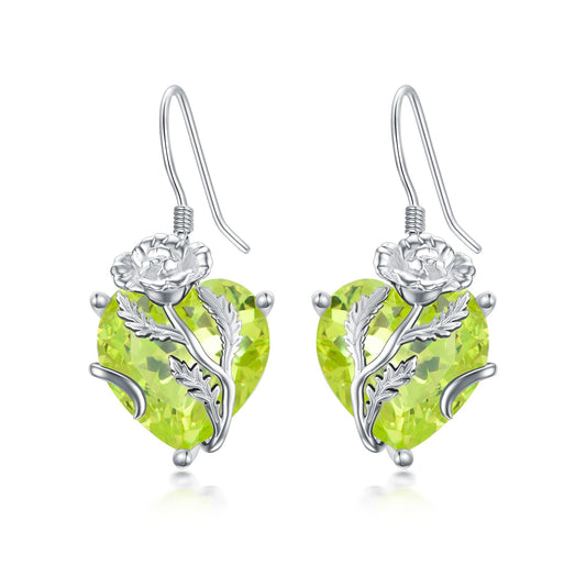 TOUPOP Peridot August Birthstone Earrings 925 Sterling Silver August Birth Flower Poppy Earrings Jewelry Birthday Mothers Day Gifts for Women Mom Her