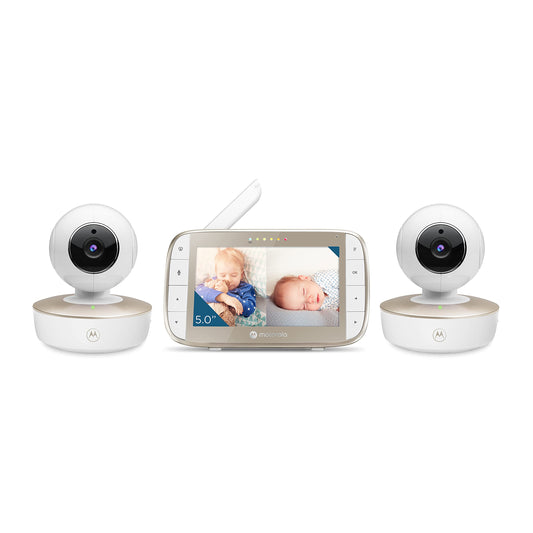 Motorola Nursery VM50G HD Wireless 2-Camera Video Baby Monitor, 5" Screen, 1000ft Range, 2-Way Audio, Pan/Tilt/Zoom, Split Screen, Night Vision