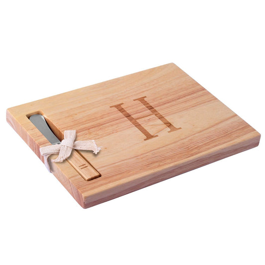 Miicol Wood Charcuterie Board, Monogram Cheese Board 10 Inch, Personalized Initial Cutting Board with Spreader, Unique Housewarming Gift, Ideal for Kitchen, Home, Letter H