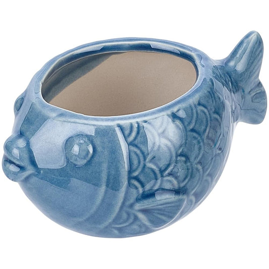 SUNNYCLUE Ceramic Succulent Pot Fish Ceramic Pot with Drainage Hole Ocean Series Summer Sea Hawaii Blue Flower Vase Bonsai Cactus Planters for Indoor Outdoor Plants Office Home Garden Decorations