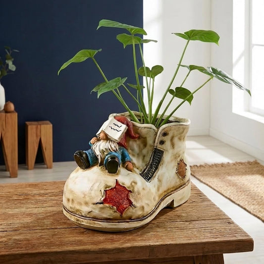 DDLUZQual Cute Planter Pot Suitable for Indoor and Outdoor, Small gnome Resin Succulent Plant Flower pots, Decorative Fun Flower pots with Drainage Holes, Ideal Home and Garden Decoration Gifts