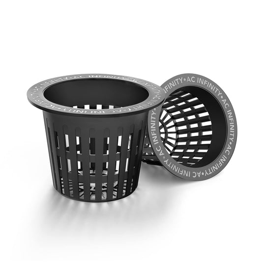 AC Infinity Net Cups 3-Inch, Heavy Duty Garden Slotted Net Pots with Wide Lip Rims, 25-Pack Black Bucket Basket for Indoor Outdoor Growing, Orchids, Aquaponics, Hydroponics