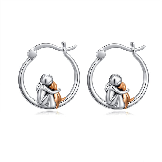 Dog Earrings for Women 925 Sterling Silver Cute Pet Hoop Earrings Hypoallergenic Puppy Jewelry Graduation Gifts for Daughter Her Dog Lovers