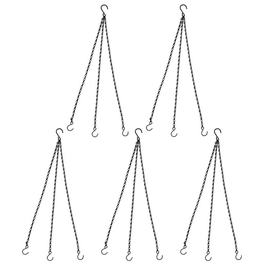 Sersberg Hanging Basket Chain,22 Inch Black Hanging Chain,Chain for Hanging Plants with Hooks for Bird Feeder Hanging Planter Porch Wind Chime (Black, 22 Inch-5PCS)