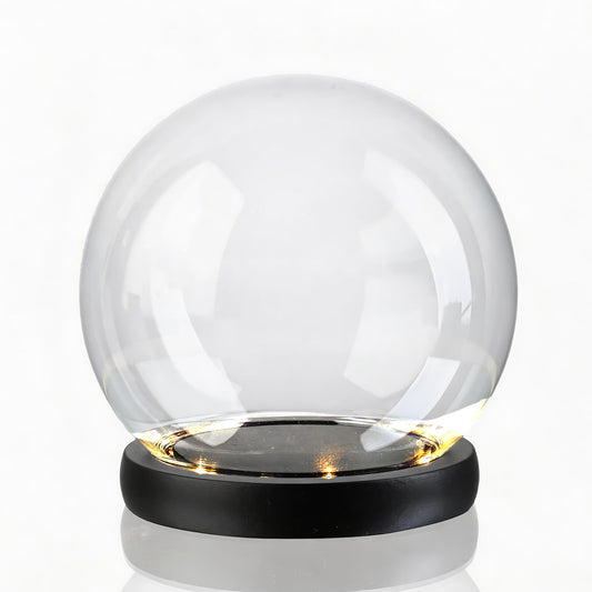 6inch Round Glass Cloche Display Dome with Black LED Lights Base Decorative Glass Display Bell Jar for Plants Keepsakes Collectibles