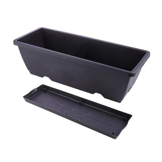 GANAZONO Rectangular Garden Planter 19.68X7.48X5.90In Plastic Planter with Drainage Hole and Saucer for Indoor Outdoor Patio Balcony Home Decor