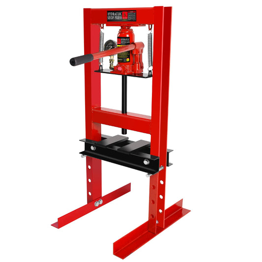 6 Ton Hydraulic Shop Press, H-Frame Garage Floor Adjustable Shop Press with Stamping Plates & Pressure Gauge to Bend, Straighten, Or Press Parts, Install Bearings and U-Joints