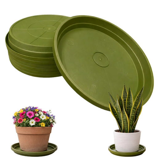 smart spring 10 Inch Plant Pot Tray USA Made – Durable Plastic Flower Pot Saucer – Plant Water Catcher for Indoor Outdoor Garden (6, Sagebrush Green)