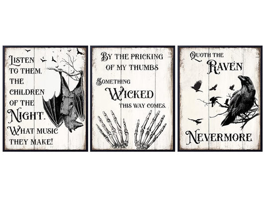 Gothic Edgar Allan Poe Decor - The Raven Wall Art - Dracula, Wicca, Vampire Bat, Witch, Witchcraft, Black Magic Supplies - Classroom Decor - Wiccan Pagan Gift - Creepy Spooky Medieval Goth Poster
