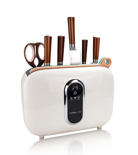 Charmline Smart Cutting Board and Knife Set with Holder, Self-Cleaning & Drying, Space-Saving Kitchen Organizer, Practical Gift for Mom, Housewarming, Birthday & Christmas