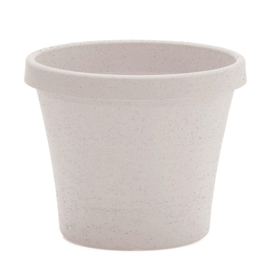 Bloem Terra 8" Diameter Round Vanilla Bean Resin Planter Pot with Drainage Holes for Indoor and Outdoor Gardening