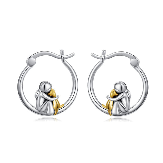 Dog Earrings for Women 925 Sterling Silver Cute Pet Hoop Earrings Hypoallergenic Puppy Jewelry Graduation Gifts for Women Daughter Her Dog Lovers