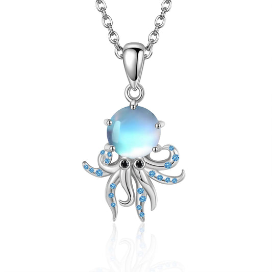 YAFEINI Octopus Necklace 925 Sterling Silver Octopus Pendant Ocean Animal Jewelry for Women Mom