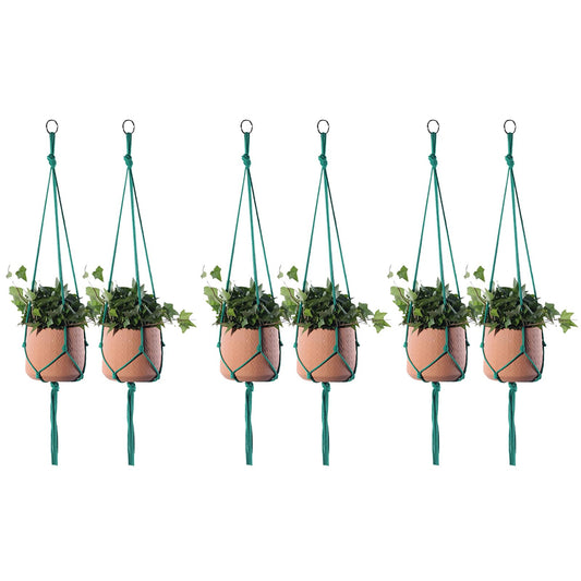 ELANE 6PCS Macrame Plant Hanger Indoor Hanging Planter Basket Decorative Tassels Flower Pot Holder for Indoor Outdoor Home Decor(6Pcs Green)