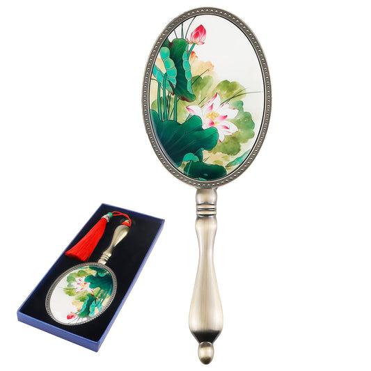 ZJIVQO Vintage Handheld Makeup Mirror, Cosmetic Mirrors with Handle, Portable Hand Mirror for Women