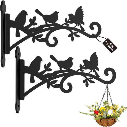 KEHOUXRE 2 Pack Hanging Plant Hanger Outdoor 9-in Hanging Basket Wall Hooks - Heavy Duty Metal Plant Bracket Hook for Flower Baskets,Bird Feeder,Lantern