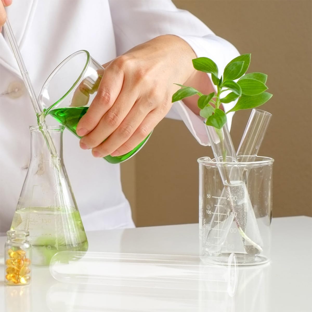 VALICLUD 4Pcs Glass Plant Tubes Propagation Vase Set 2.5X3X18Cm Hydroponic Test Tube Holders for Desk Terrarium Home Office Plant Propagation