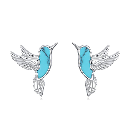 WINNICACA Hummingbird Stud Earrings for Women Turquoise Earrings 925 Sterling Silver Jewelry Hypoallergenic Gift for Sensitive Ears Birthday Mothers Day Gifts for Mom Women Wife