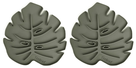 Treleaf Tera Sausr™ – 6" Monstera Leaf Plant Pot Saucer & Drip Tray (Set of 2) – Decorative Humidity Tray for Indoor Houseplants – 3D Printed Eco-Friendly Design - Green
