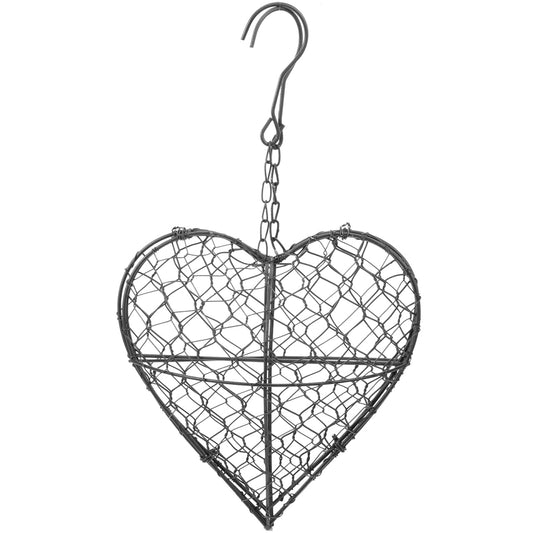 Mikikit Hanging Succulent Basket Heart Planter Wire Flower Holder Hanging Plant Holder Indoor Plant Decor