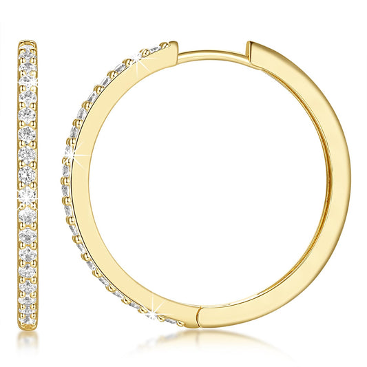 NEARLAND 14K Gold Hoop Earrings for Women 14K Gold Earrings for Women Small Gold Hoop Earring for Womens with Round Cubic Zirconia Lightweight Huggie Hoops Earring for Womens 12/14/16/20/25/30mm