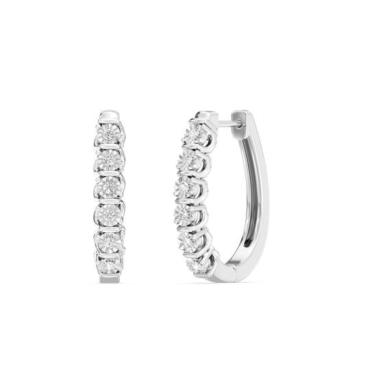 Gilded 1/10 ct. T.W. Lab Diamond (SI1-SI2 Clarity, F-G Color) and Sterling Silver Hinge Hoop Earrings