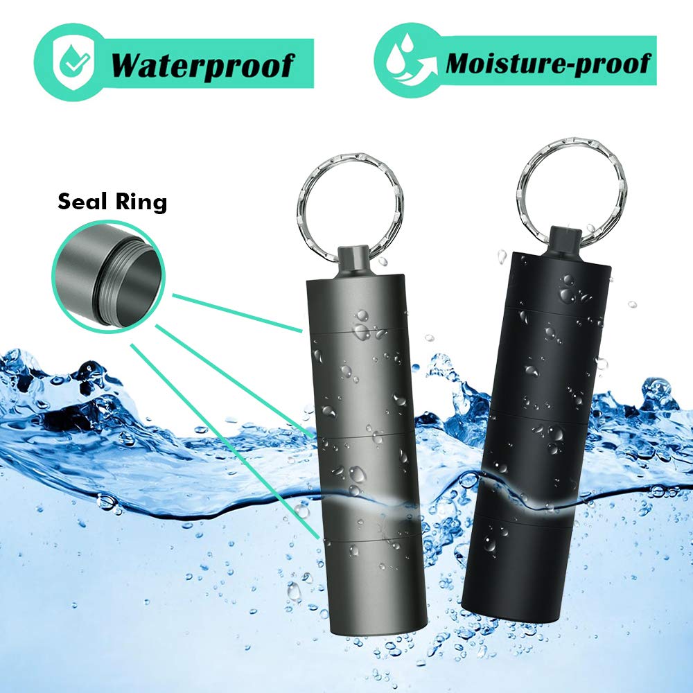3 Packs Portable Keychain Pill Holder Case, EFFIET 3 Compartments Metal Pocket Emergency Pill Container Dispenser Box Outdoor Medicine Bottle Tin for Daily Supplyment (Mixed Color)