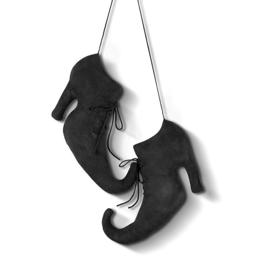 Suhine 12 Inch Large Halloween Witch Shoes Hanging Decoration 3D Primitive Vintage Retro Witch Boot Ornaments for Halloween Wall Door Mantel Indoor Outdoor Farmhouse Decoration