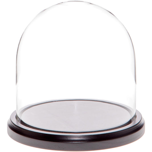 Plymor 5.5" x 5.5" Glass Display Dome Cloche (Black MDF Wood Base)