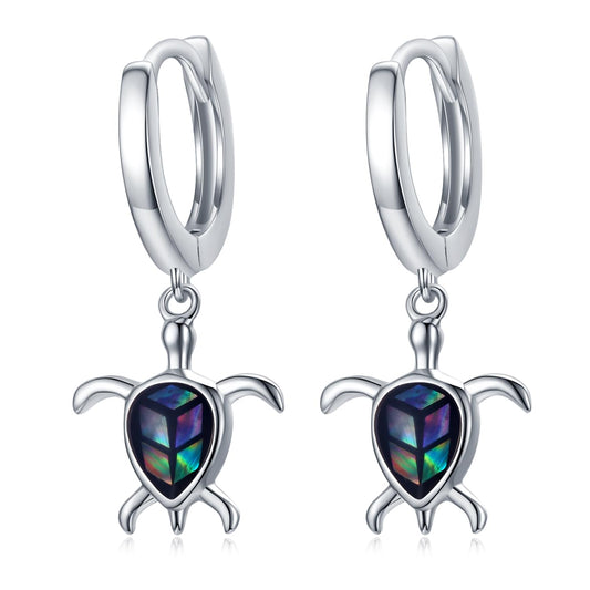 AOVEAO Turtle Earrings S925 Sterling Silver Abalone Sea Turtle for Women Coastal Leverback Drop Dangle Marineflavor Hawaiian Beach Ocean Animal Jewelry Turtles Lovers Gifts for Christmas New Year Valentine's Mother's Day Daily Use for Women Her