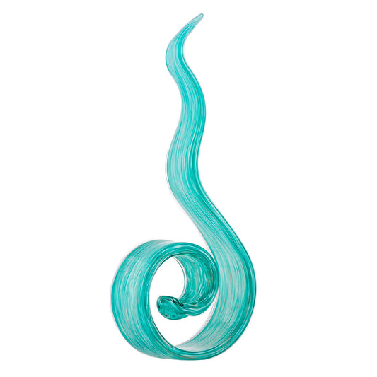 11.4" Tall Hand-Blown Glass Sculpture Murano-Style Sculpture Art Ornament Statue Figurines Home Decor Accent Piece Coastal Ocean Nautical Home Decor,Shelf,TV Stand,Tabletop Centerpieces,Wonderful Gift