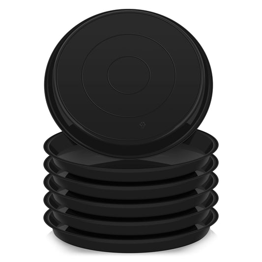 VUWEZ 6 Pack of Plant Saucer 14 Inch (12 Inch Base), 14 Inch Plant Saucer, Plastic Plant Trays for Pots, Plant Saucers for Indoors Round, Planter Tray for Planter 11"/12"/13" (14", Black)