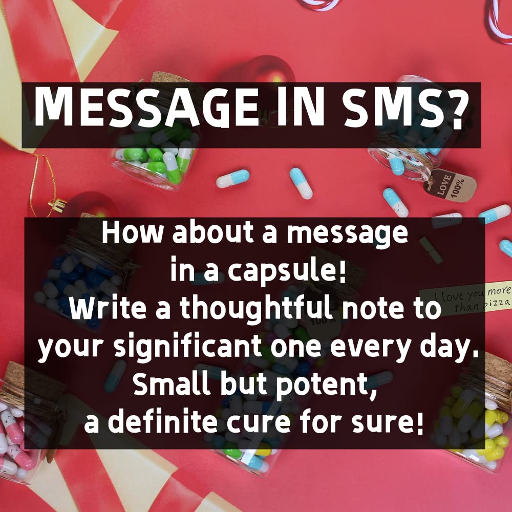 Infmetry Valentines Day Gifts For Her Him Boyfriend Girlfriend Capsule Notes Pills in a Glass Bottle Letter Messages For Couples Men Women (Mixed Color 90pcs)