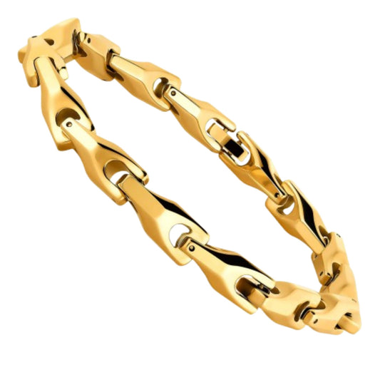 Men’s Gold Bracelet & Necklace Set - 9" Tungsten Carbide Bracelet + 22.4" Snake Link Chain, 18K Gold Plated, Heavyweight Jewelry for Men, Scratch-Resistant, Gift Box Included